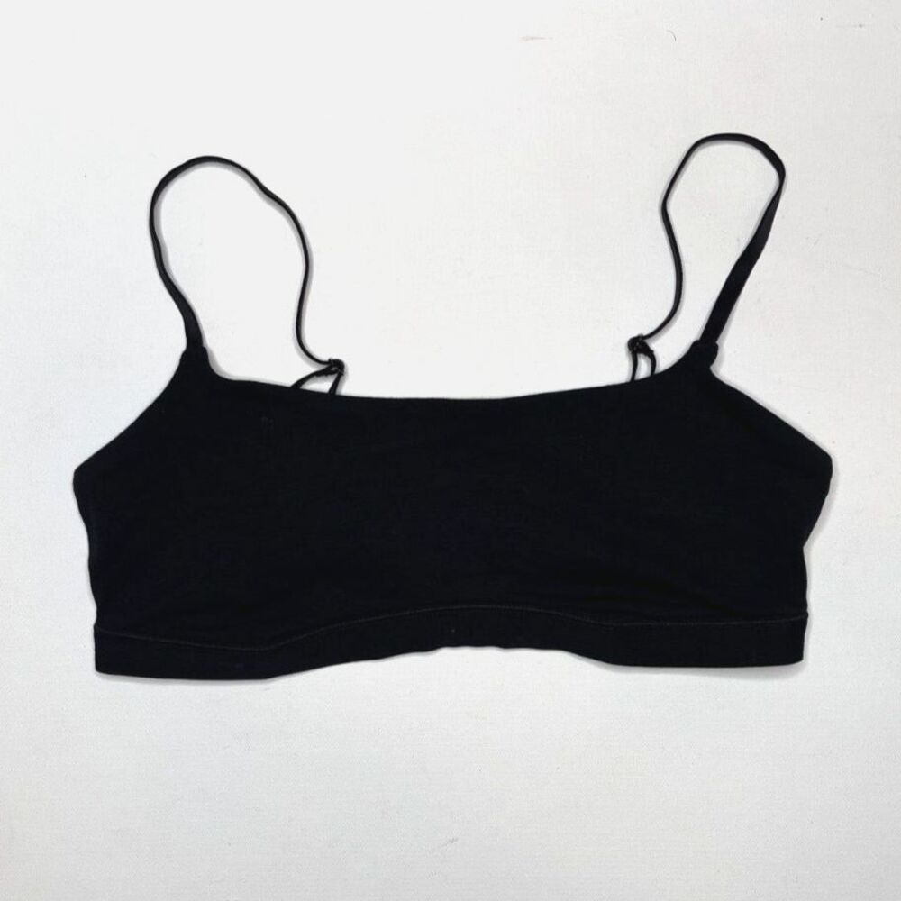 Quince Organic Cotton Scoop Bralette Black Small NWOT